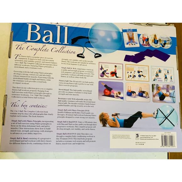 3 in 1 Ball The Complete Collection Book & DVD Fitness Ball Stretch-band Vintage - Picture 4 of 4